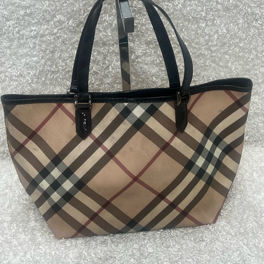 Burberry Nova Check Canvas Coated Tote Bag - Picture 1 of 16